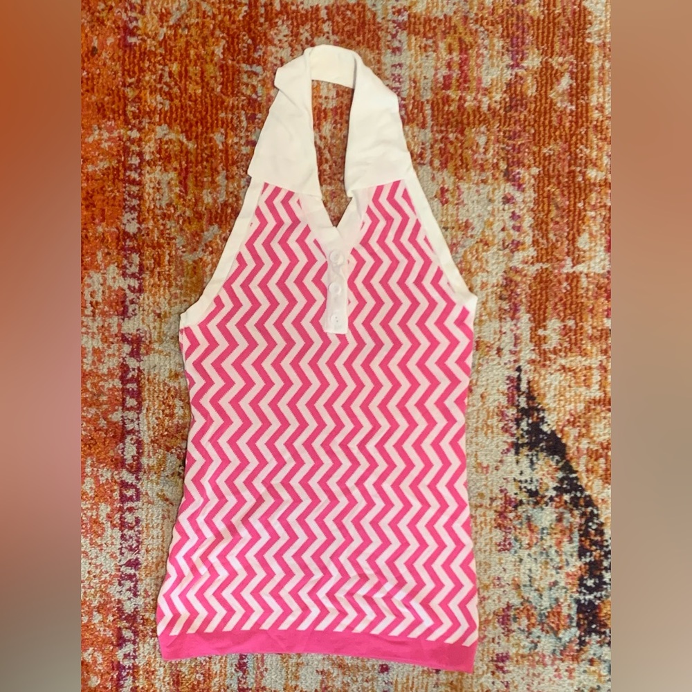 Pink & White Striped Collar Skirt (Sz M)